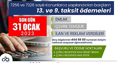 Yapılandırma Taksit Ödemelerinde Son Gün 31 Ocak
