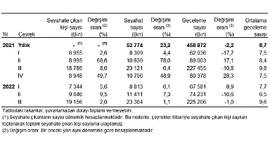 Yurt içinde ikamet eden 19 milyon 156 bin kişi seyahate çıktı