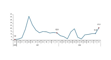Perakende satış hacmi yıllık %21,8 arttı