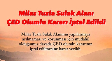 Milas Tuzla Sulak Alanı İçin ÇED Olumlu Kararı İptal Edildi