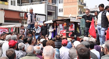 Aydın Büyükşehir Belediye Başkanı Özlem Çerçioğlu, Çine'de üreticilerle ve Çine Pazarı'nda vatandaşlarla bir araya geldi