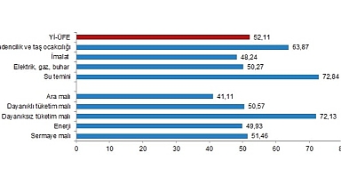 TÜİK: Yurt İçi Üretici Fiyat Endeksi (Yİ-ÜFE) yıllık %52,11, aylık %0,81 arttı