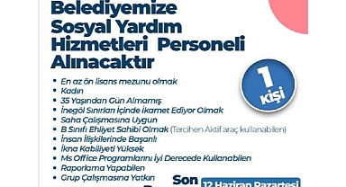 İnegöl Belediyesi Sosyal Yardım Hizmetleri Personeli Alacak