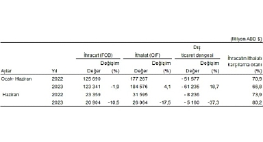 Haziran ayında genel ticaret sistemine göre ihracat yüzde 10,5, ithalat yüzde 17,5 azaldı