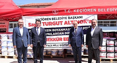Okulların tadilatı için boyalar Keçiören Belediyesi'nden