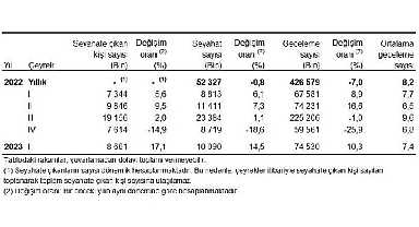Yurt içinde ikamet eden 8 milyon 601 bin kişi seyahate çıktı