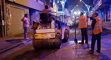 Alemdar Caddesinde gece yarısı asfaltlama