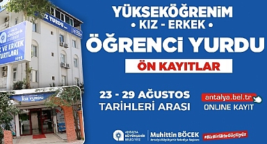 Antalya Büyükşehir Belediyesi Yükseköğrenim Yurtları için ön kayıtlar başladı