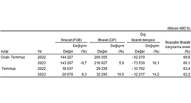 Temmuz ayında genel ticaret sistemine göre ihracat yüzde 8,3, ithalat yüzde 10,5 arttı