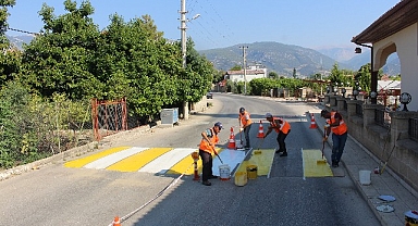 Antalya Büyükşehir ekipleri yaya geçitleri ve kasisleri boyuyor
