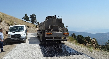 Söbüce yaylası grup yolunda asfalt çalışması