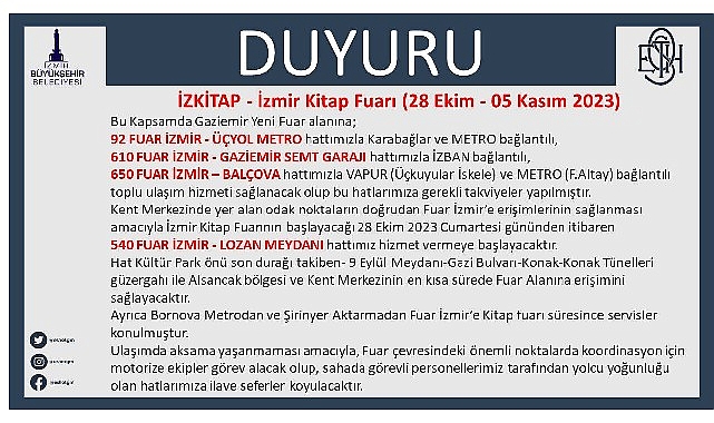ESHOT’tan İZKİTAP Fuarı için ulaşım takviyesi