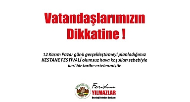 Beydağ'da Kestane Festivali olumsuz hava koşulları nedeniyle ileri bir tarihe ertelendi