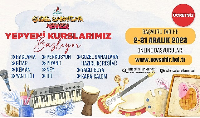 Nevşehir’de güzel sanatlar merkezi 2024 yılı 1 dönem kusları için kayıtlar başladı