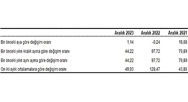 Yurt İçi Üretici Fiyat Endeksi (Yİ-ÜFE) yıllık yüzde 44,22, aylık yüzde 1,14 arttı