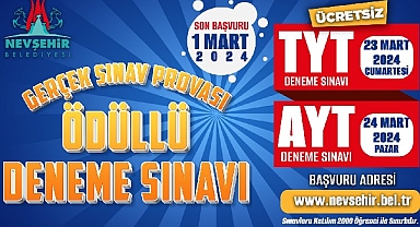 Nevşehir Belediyesi'nden TYT ve AYT sınavlarına hazırlanan gençler için gerçek sınav provası