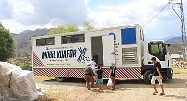 Mobil kuaför tırı yaylalarda