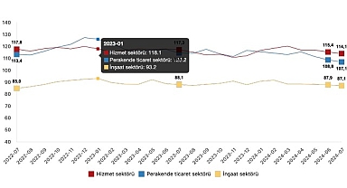 Tüik: Güven endeksi hizmet sektöründe %1,1 azaldı, perakende ticaret sektöründe %1,5 azaldı, inşaat sektöründe %0,9 azaldı