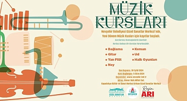 Nevşehir Belediyesi Güzel Sanatlar Merkezi’nde, çocuk ve gençler için yeni dönemde ücretsiz olarak açılacak müzik ve halk oyunları kursları için kayıtlar başladı. 