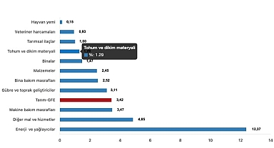 Tüik: Tarımsal girdi fiyat endeksi (Tarım-GFE) yıllık %41,60 arttı, aylık %3,42 arttı