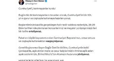 Çankaya Belediye Başkanı Hüseyin Can Güner'in Cumhuriyet Bayramı Etkinlikleri ile İlgili Açıklaması