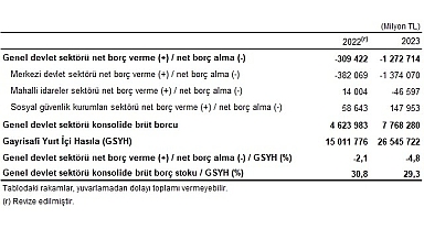 Tüik: Genel devlet açığının Gayrisafi Yurt İçi Hasıla'ya oranı 2023 yılında %4,8 oldu