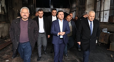 Başkan Arı’dan işyeri yanan esnafa ‘geçmiş olsun’ ziyareti