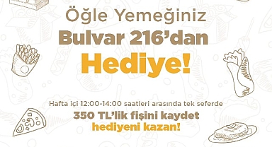 Bulvar 216’da Öğle Yemeği Harcamalarınız Hediye Kazandırıyor!