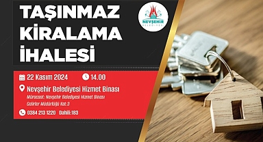 Nevşehir Belediyesi’nden taşınmaz kiralama ihalesi.