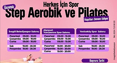 Kadınlar İçin Ücretsiz Step, Aerobik Ve Pilates Kayıtları Başlıyor