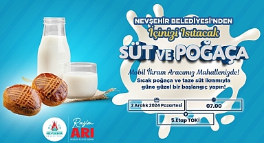 Nevşehir Belediyesi’nden Sıcak Süt ve Poğaça İkramı