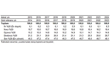 Tüik: En yüksek gelir grubunun toplam gelirden aldığı pay %48,1 oldu