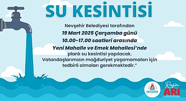 Yeni mahalle ve emek mahallesi'nde planlı su kesintisi yapılacak