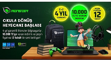 Monster’dan benzersiz okula dönüş kampanyası Okula dönüş kampanyası başladı: 4 yıllık garanti ve 10 bin TL’ye varan indirim 