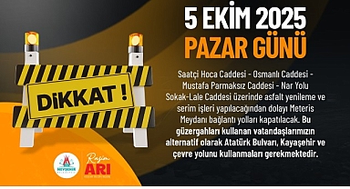 Meteris Meydanı ve Bağlı Caddeler 1 Gün Trafiğe Kapatılacak