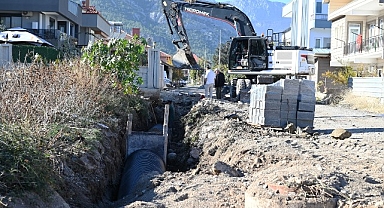 Kuzdere’de yağmur suyu drenaj hattı çalışmaları