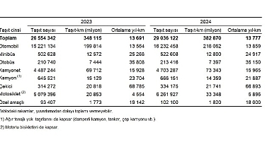 Taşıt-kilometre İstatistikleri, 2024