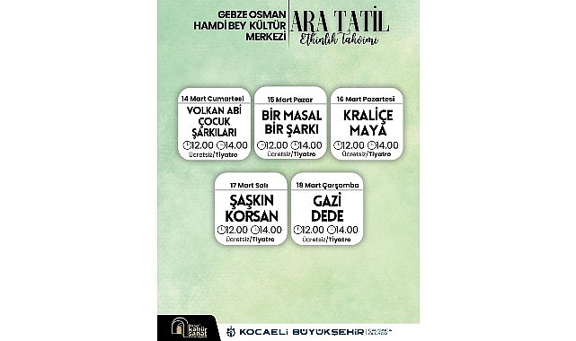 Ara tatil keyfi Gebze’de yaşanacak