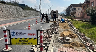 Başiskele'de tretuvar yenileme çalışmaları tamam