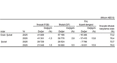  Dış Ticaret İstatistikleri, Şubat 2026