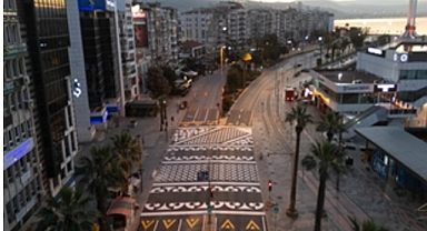 Karşıyaka Yalı Bulvarı’na yükseltilmiş ve desenli yaya platformu