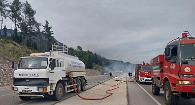 Kemer’de araç yangını 