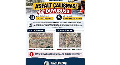 Kuva-İ Milliye Caddesi’nde gerçekleştirilecek asfalt çalışmaları öncesinde vatandaşlara duyuru